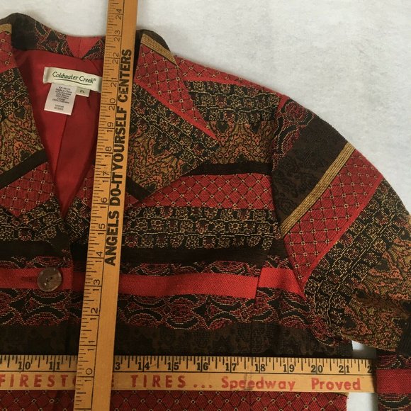 #78 Coldwater Creek Patchwork Long Sleeve 1 Button Jacket Womens Sweater Size PL - Picture 4 of 8